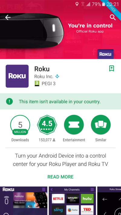 Roku App geblokkeerd in Nederland